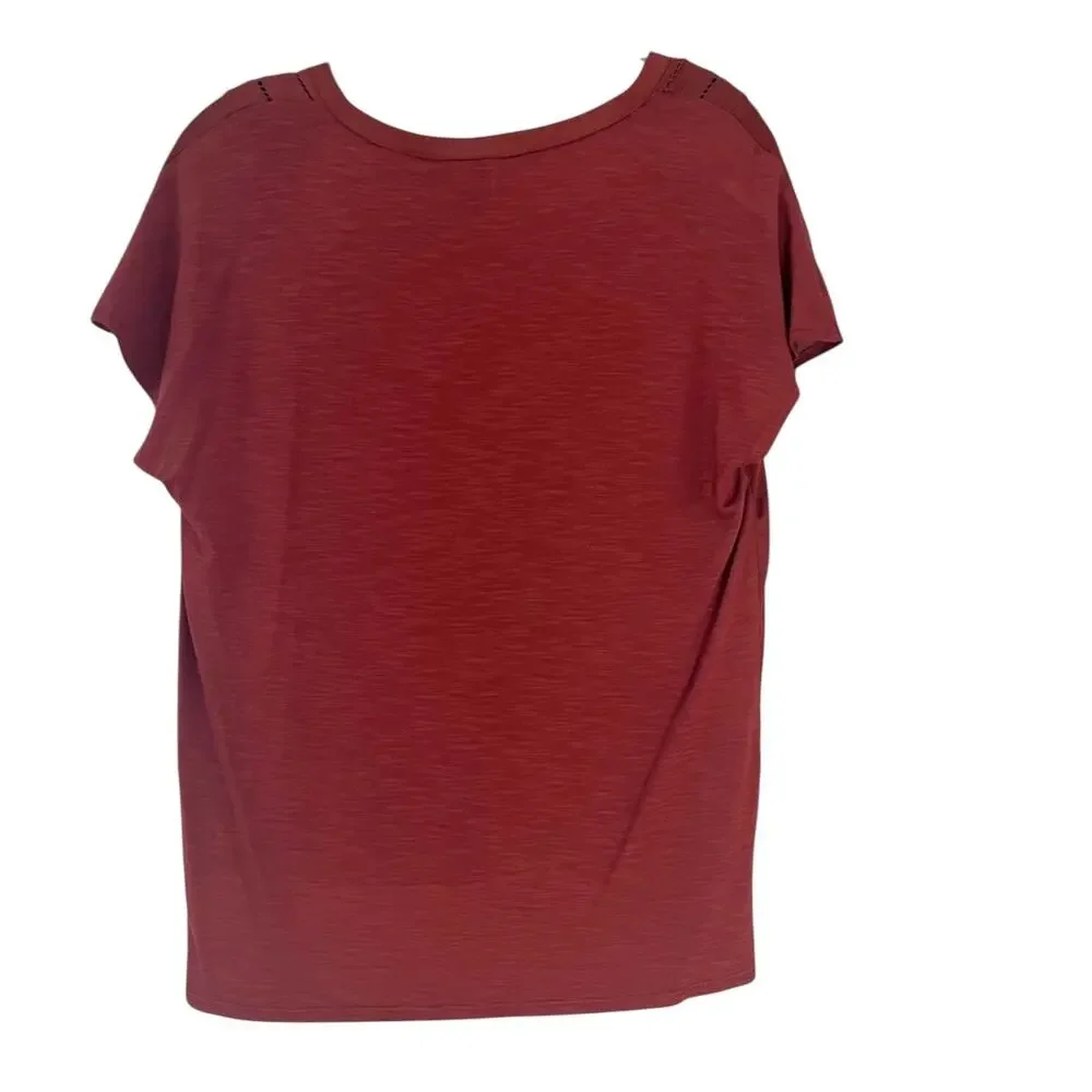 Anthropologie‎ Rust Red Dolan Blouse Flowy Soft Casual V Neck Tee Size XS